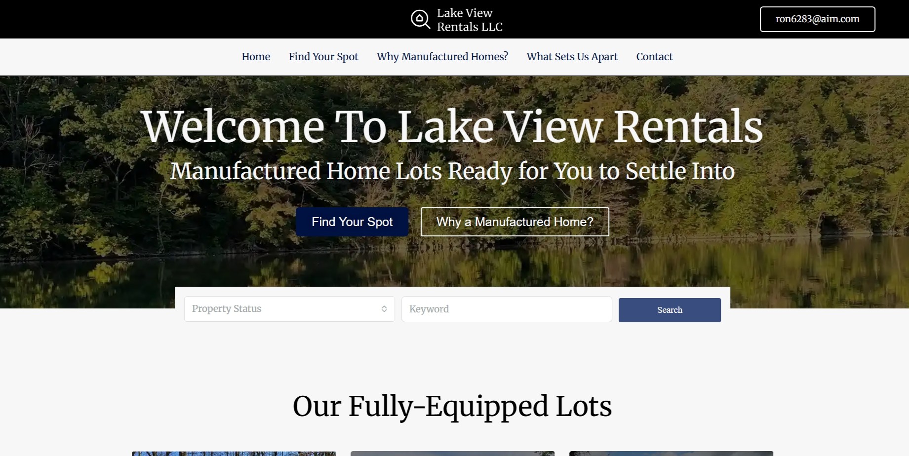 Lake View Rentals website